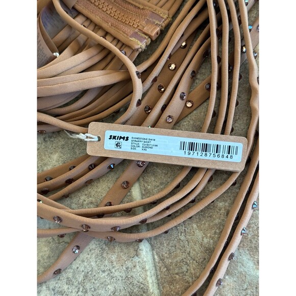 Skims Swim Rhinestone Strappy Skirt Size XXS Almond - Picture 4 of 6